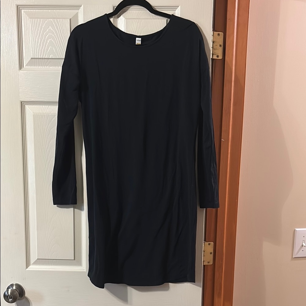 Lole Black Sheath Dress Crew Neck Long Sleeve